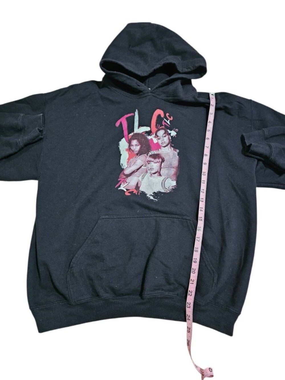 TLC Unisex Large Hoodie Black Cotton Graphic Archival Statement Y2K No Scrubs - Picture 7 of 7